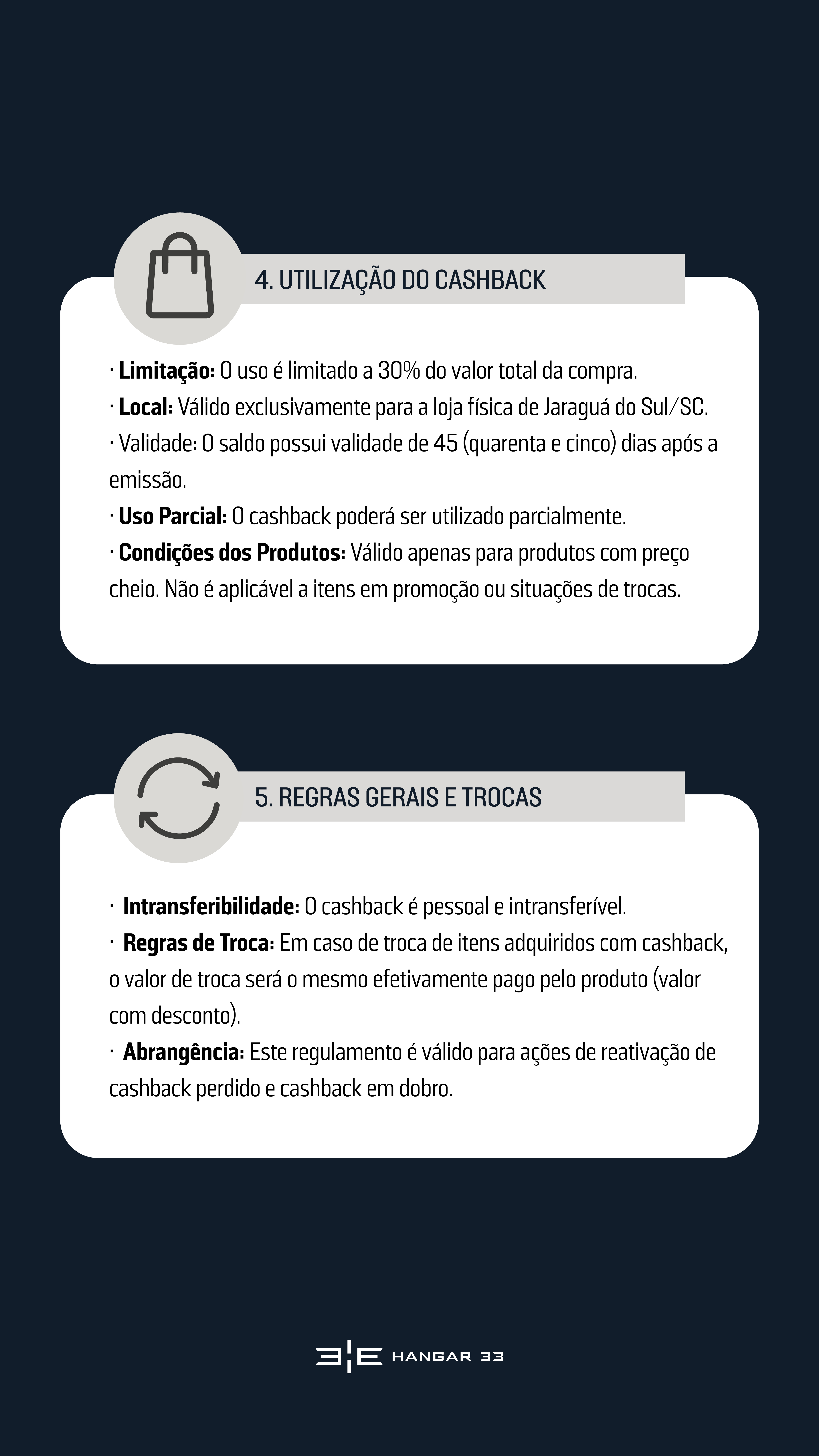 Regulamento do Programa de Cashback Hangar 33 - Parte 2
